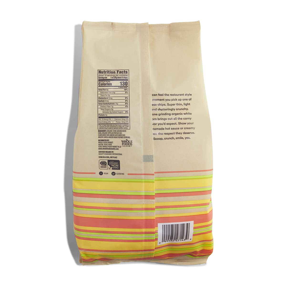 365 by Whole Foods Market. Organic Restaurant Style White Corn Tortilla Chips Unsalted. 14 Ounce