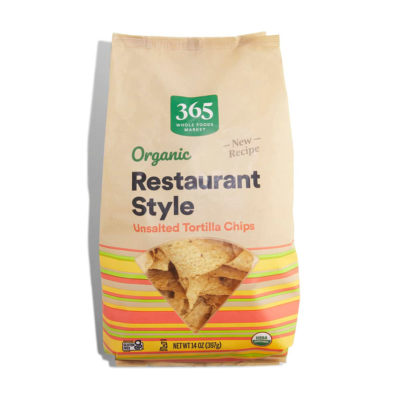 365 by Whole Foods Market. Organic Restaurant Style White Corn Tortilla Chips Unsalted. 14 Ounce
