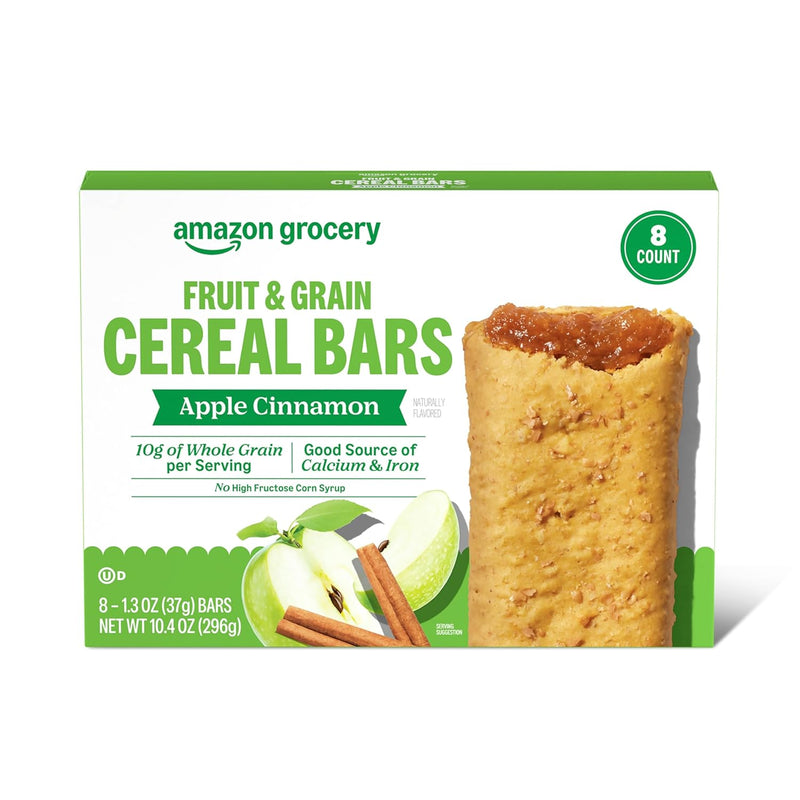 Amazon Grocery. Apple Cinnamon Fruit & Grain Cereal Bars. 1.3 Oz. 8 Ct (Previously Happy Belly. Packaging May Vary)