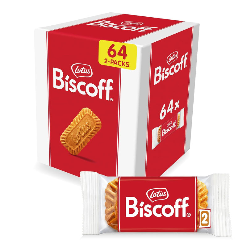 Lotus Biscoff Cookies. Caramelized Biscuit Cookie Snack. 128 Cookies. Vegan. (64 Count of 2 Pack)