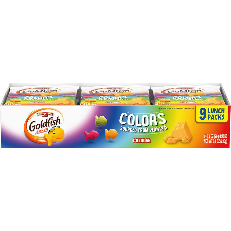 Goldfish Colors Cheddar Crackers. Snack Pack. 0.9 oz. 9 CT Multi-Pack Tray