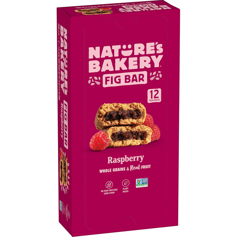 Nature's Bakery Whole Wheat Fig Bars. Raspberry. Real Fruit. Vegan. Non-GMO. Snack bar. 1 box with 12 twin packs (12 twin packs)