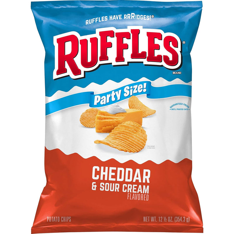 Ruffles Potato Chips. Cheddar & Sour Cream. 12.5 oz Party Size Bag