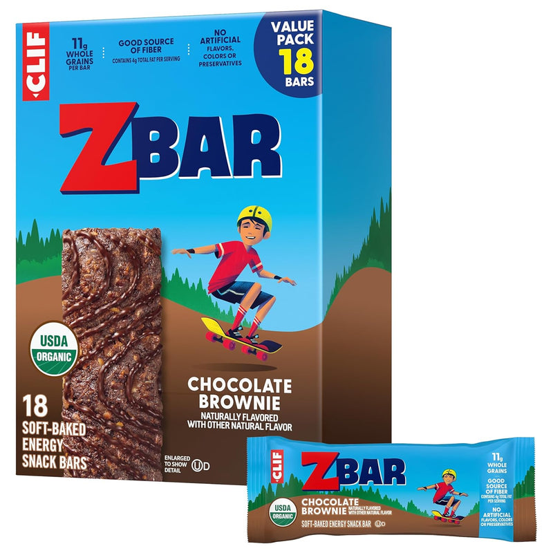 Zbar - Chocolate Brownie - Soft-Baked Energy Snack Bars - Non-GMO - 11g Whole Grains - USDA Organic Granola Bars (18 Pack)