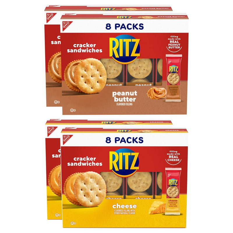 RITZ Peanut Butter and Cheese Sandwich Crackers Variety Pack. Lunch Snacks. 32 Snack Packs (6 Crackers Per Pack)
