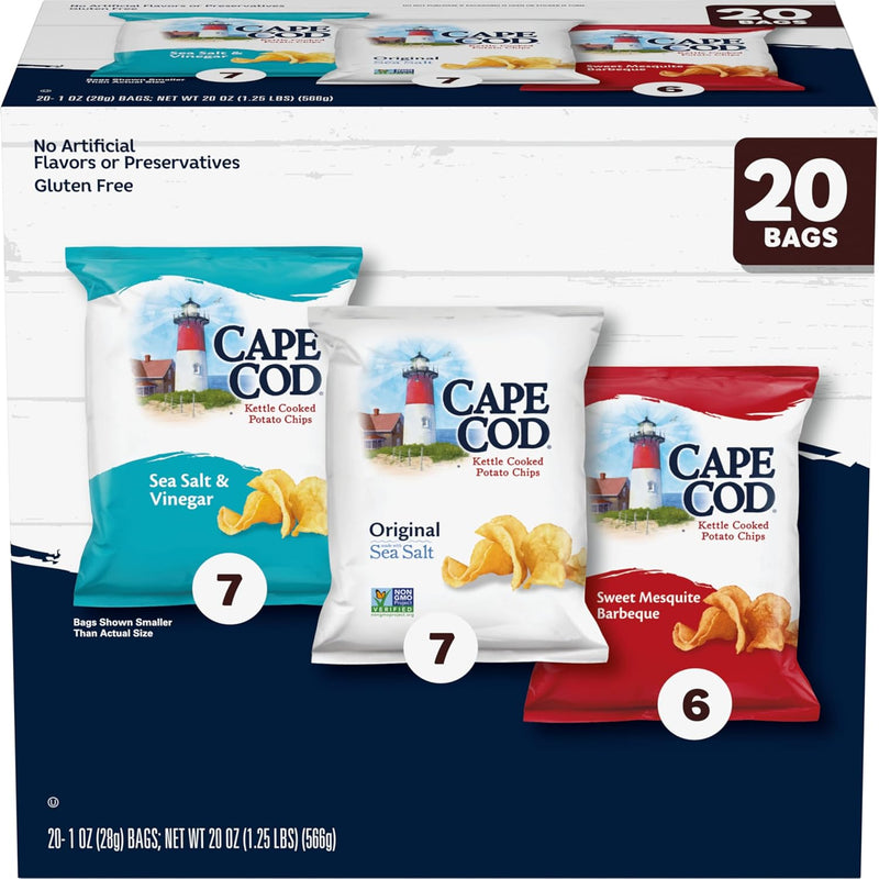 Cape Cod Variety Pack Chips. 20 Count 1 Oz