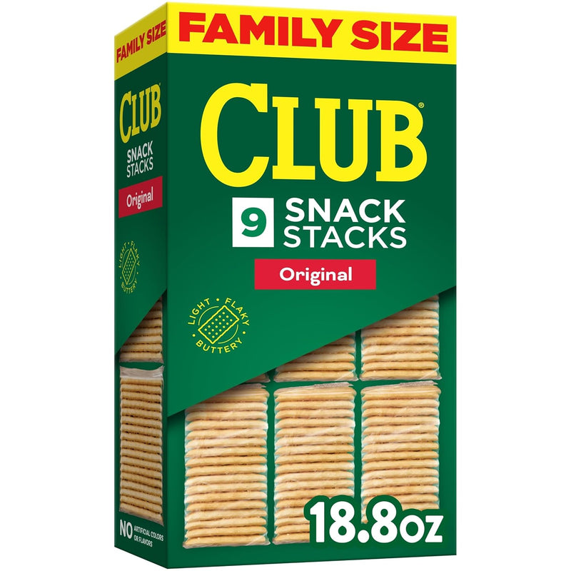 Club Snack Stacks Crackers. Lunch Snacks. Family Size. Original. 18.8oz Box (9 Stacks)