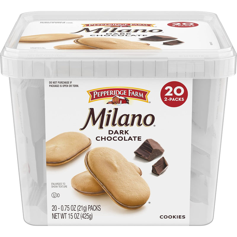 Pepperidge Farm Milano Cookies. Dark Chocolate. 20 Packs. 2 Cookies per Pack